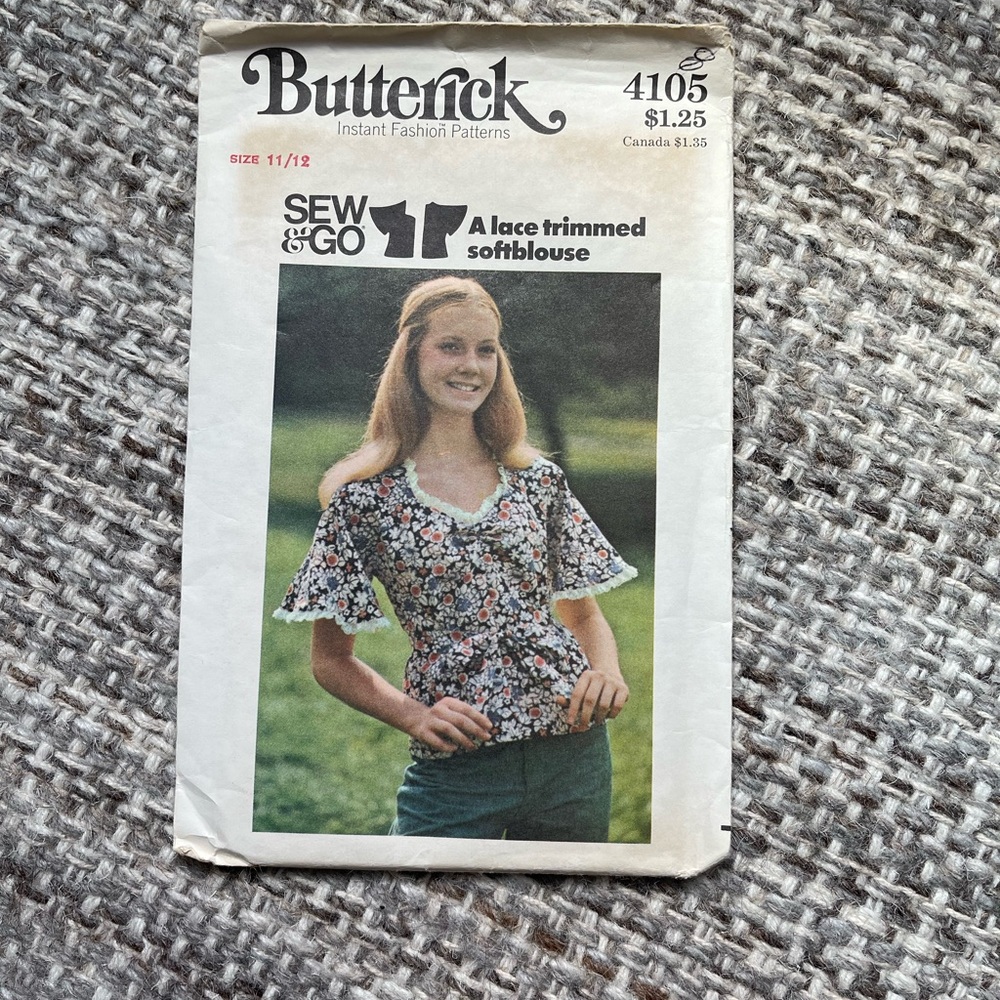 Butterick sewing pattern vintage used 1960s blouse women’s Sew & Go hippie boho‎